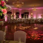 Up-Lighting, Monogram Projection, Centerpiece Pin Spotting and Dance-floor color wash
Photo Courtesy of Synergetic Consulting